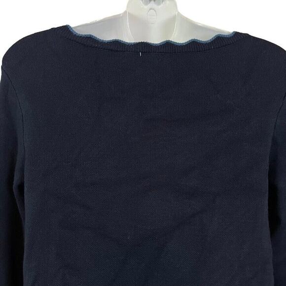 Dressbarn Barn Womens Navy Bell Sleeve Sweater Midi Dress Scalloped Neck sz S - Picture 13 of 16